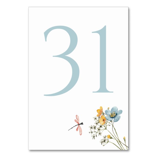 Whimsical Wildflower Meadow Wedding  Table Number (Front)
