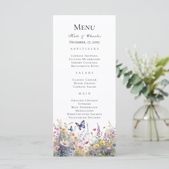 Whimsical Wildflower Meadows Menu (Standing Front)