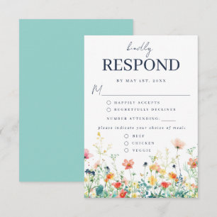 Whimsical Wildflower Meal Choice RSVP Card