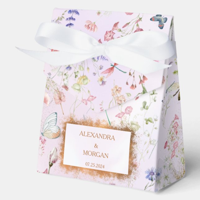 Whimsical Wildflower Pink Wedding   Favour Box (Front)