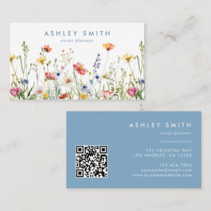 Whimsical Wildflower QR Code Business Card