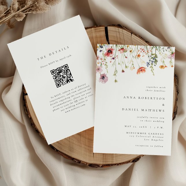 Whimsical Wildflower QR Code Wedding Invitation (Creator Uploaded)