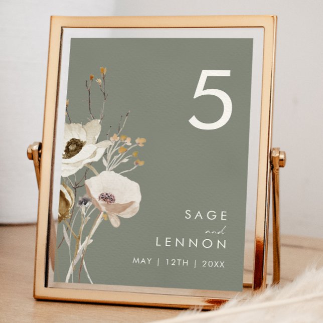 Whimsical Wildflower | Sage Green Table Number (Creator Uploaded)