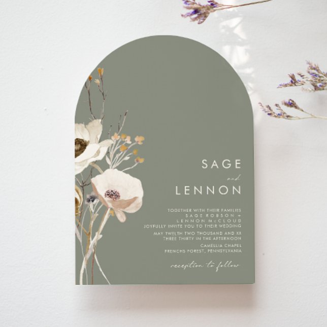 Whimsical Wildflower | Sage Green Wedding Arch Invitation (Creator Uploaded)