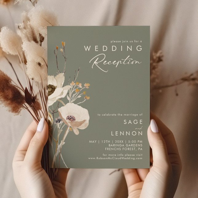 Whimsical Wildflower | Sage Wedding Reception Invitation (Creator Uploaded)