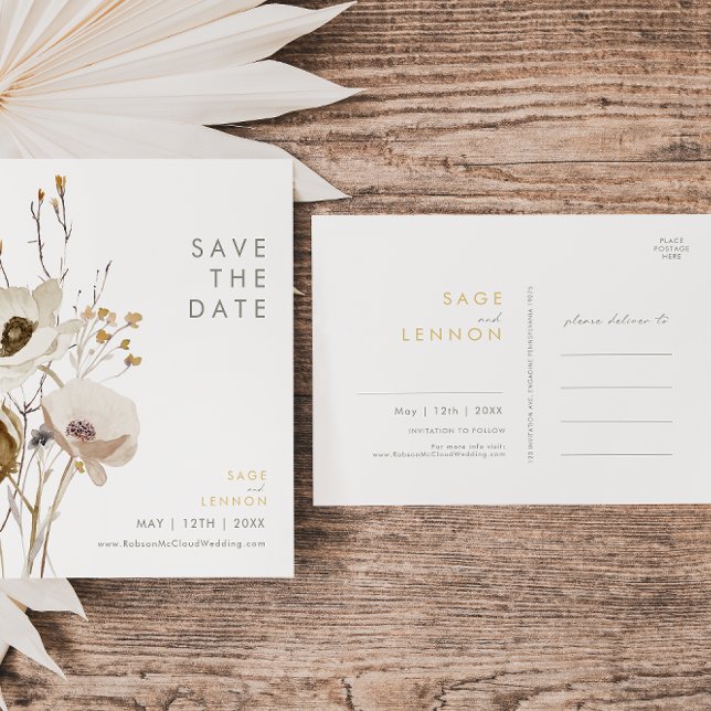 Whimsical Wildflower Save The Date Postcard (Creator Uploaded)