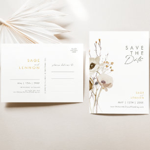 Whimsical Wildflower Save The Date Postcard