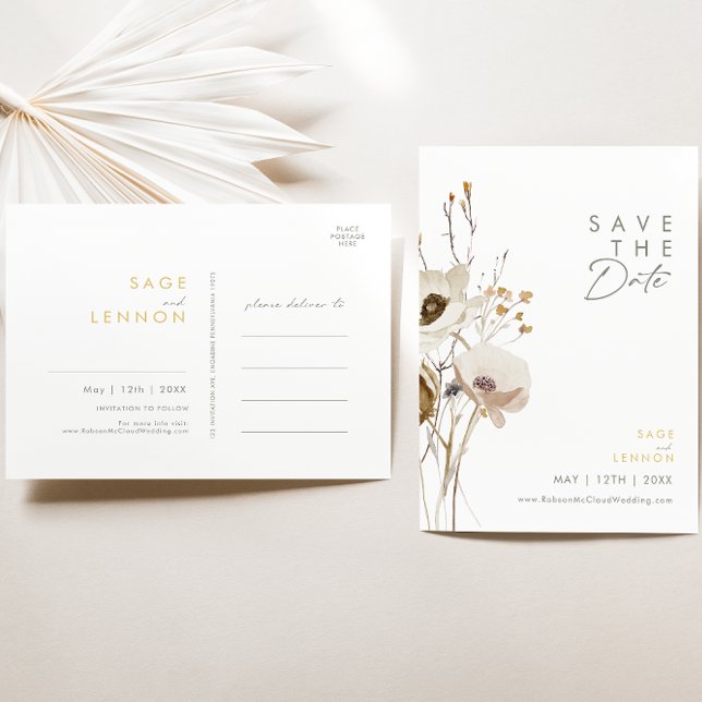 Whimsical Wildflower Save The Date Postcard (Creator Uploaded)