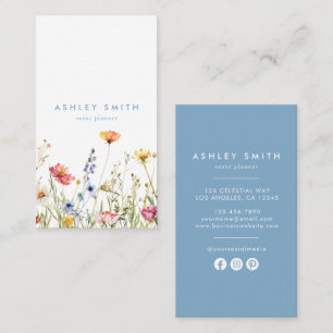 Whimsical Wildflower Social Media Business Card