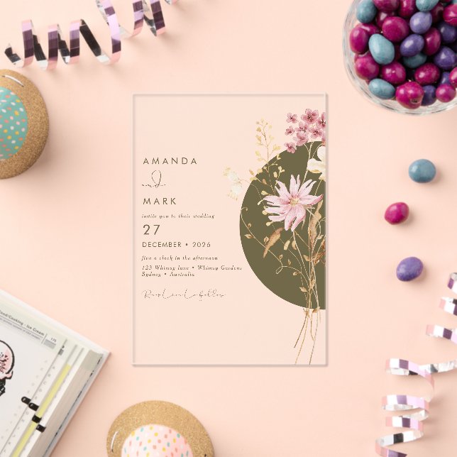 Whimsical Wildflower Spring Summer Fall  Acrylic Invitations (Insitu (Celebration))