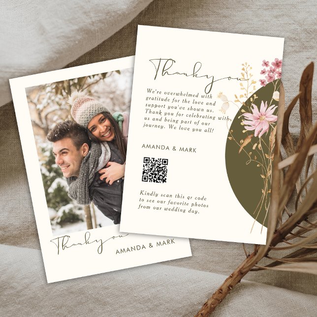 Whimsical Wildflower Spring Summer Fall Thank You Card (Creator Uploaded)