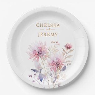 Whimsical Wildflower Watercolor Design Wedding Paper Plate