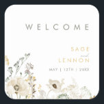Whimsical Wildflower Wedding Welcome Sticker<br><div class="desc">This Whimsical Wildflower wedding welcome sticker is perfect for your simple, elegant boho wedding. The modern rustic greenery accompanied by the minimalist watercolor wildflowers will help bring your vision to life! This design of pretty gold flowers, touches of bohemian sage green and purple is sure to complete your minimal fall...</div>
