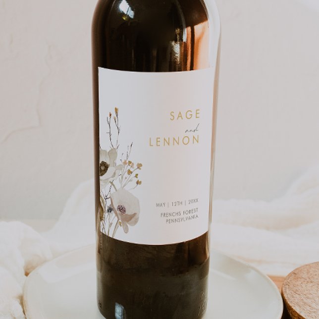 Whimsical Wildflower Wedding Wine Label (Creator Uploaded)