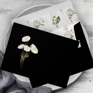 Whimsical Wildflowers Black 5x7 Wedding Invitation Envelope