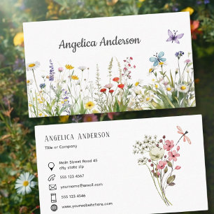 Whimsical Wildflowers Butterflies Business Card