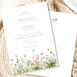 Whimsical Wildflowers Butterflies Wedding Invitation