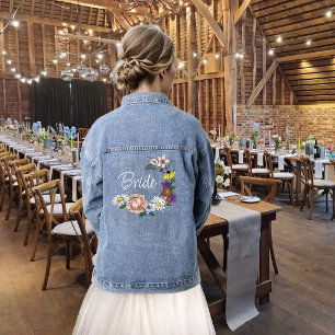 Whimsical Wildflowers Butterfly Mushroom Denim Jacket