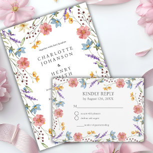 Whimsical Wildflowers Elegant Garden Wedding RSVP Card