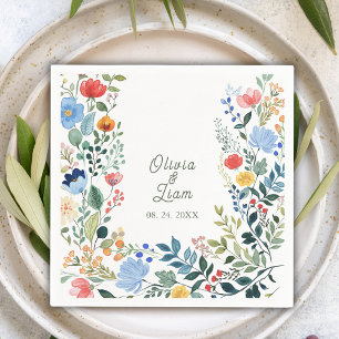 Whimsical Wildflowers  Garden Wedding Napkin