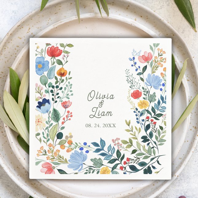 Whimsical Wildflowers  Garden Wedding Napkin (Creator Uploaded)
