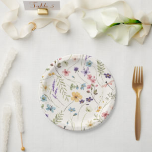 Whimsical Wildflowers Meadow Wedding  Paper Plate