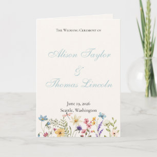 Whimsical Wildflowers Meadow Wedding Programme