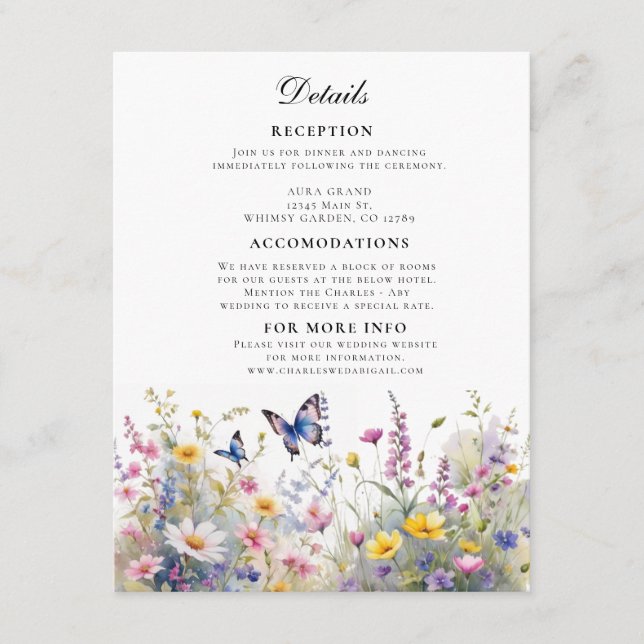 Whimsical Wildflowers Meadows Details  Enclosure Card (Front)