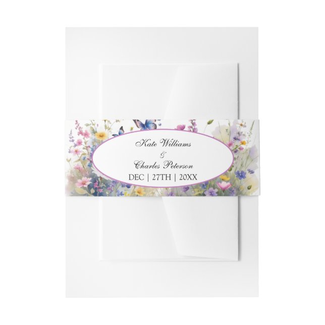 Whimsical Wildflowers Meadows Invitation Belly Band (Front Example)