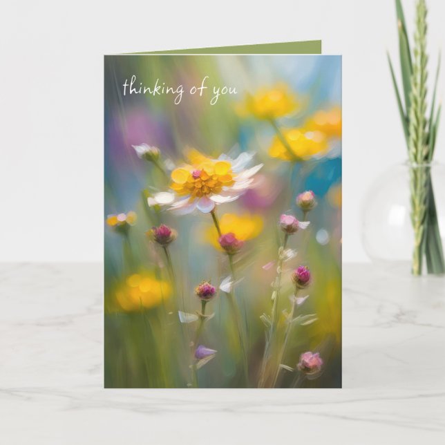 Whimsical Wildflowers Thinking of You Card (Front)
