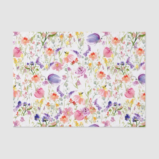 Whimsical Wildflowers | Watercolor Tissue Paper (Front)