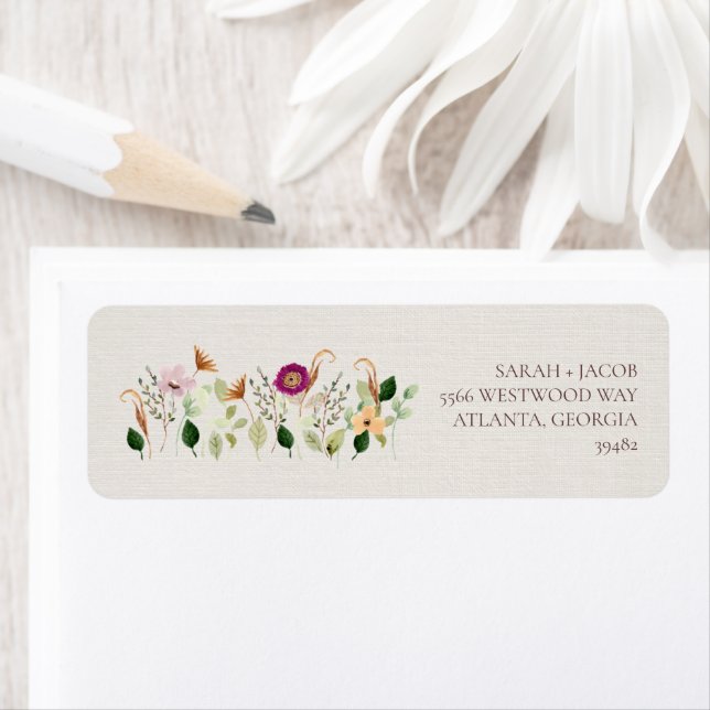 Whimsical Wildflowers Wedding Return Address (Insitu)