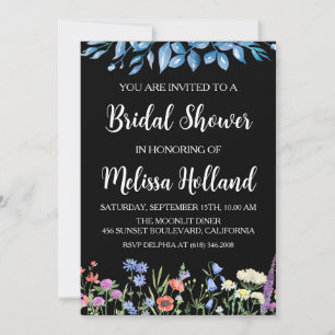 Whimsical wildflowers winter bridal shower invitation