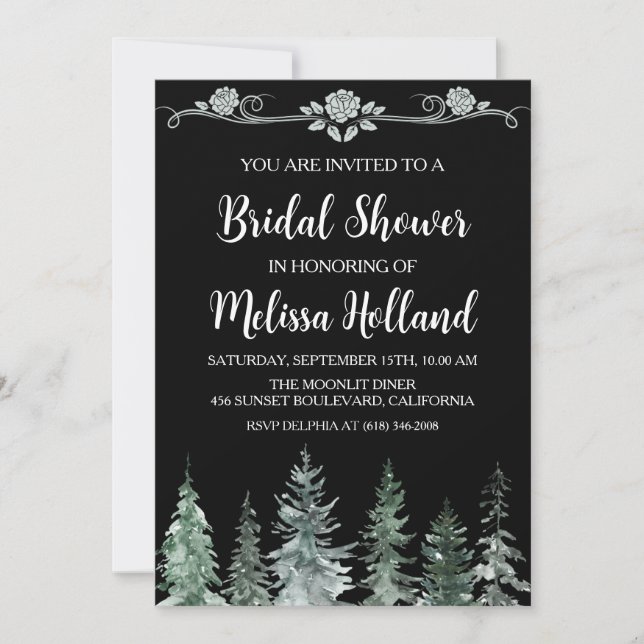 Whimsical wildflowers winter bridal shower invitation (Front)