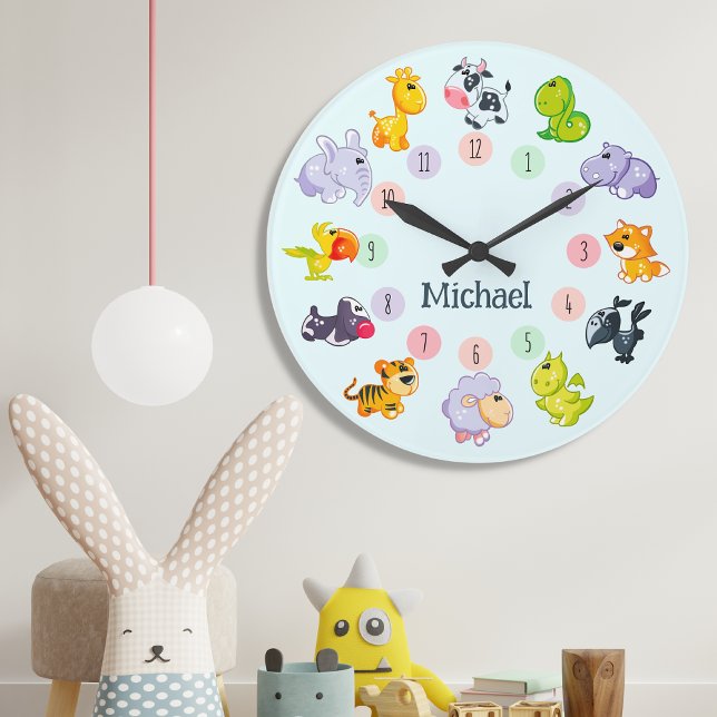 Whimsical Wildlife: Adorable Animal Friends Large Clock (Creator Uploaded)