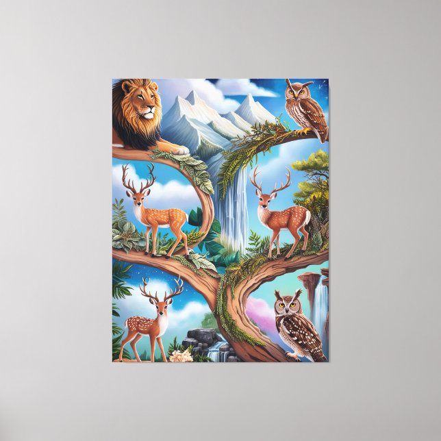 Whimsical Wildlife Fantasy Intricate Miniature  Canvas Print (Front)