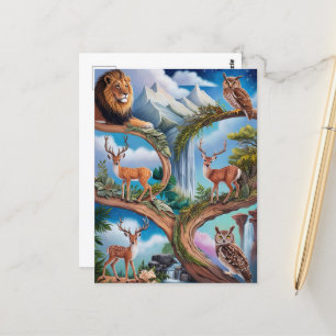 Whimsical Wildlife Fantasy Intricate Miniature  Postcard