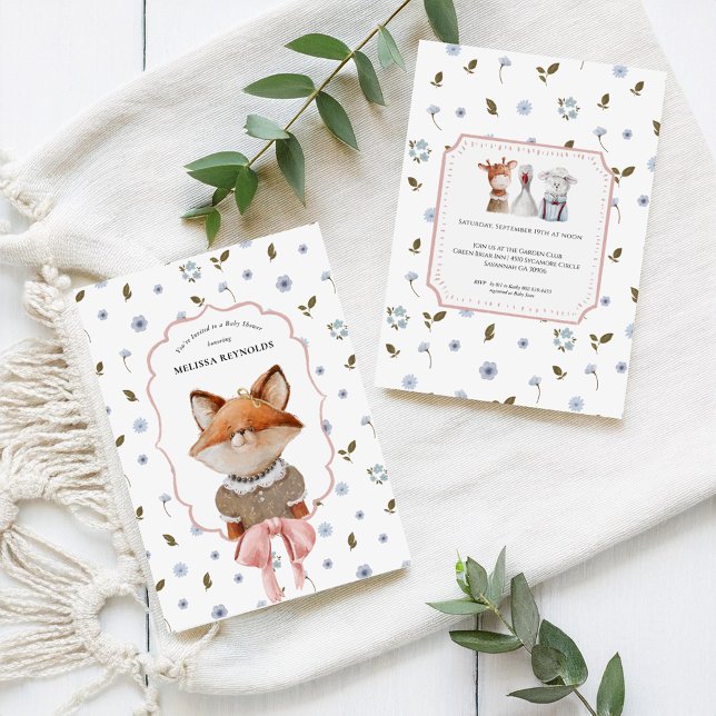 Whimsical Wildlings | Vintage Animals Baby Shower Invitation (Creator Uploaded)
