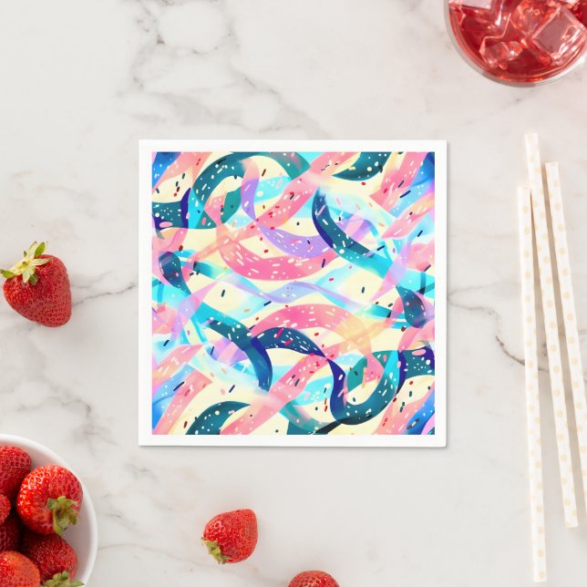 Whimsical Wind Retro Abstract Ribbon Napkin (Insitu)