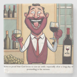 Whimsical wine paraphernalia stone coaster