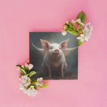 Whimsical Winged Flying Pig Surreal Dreamy Art