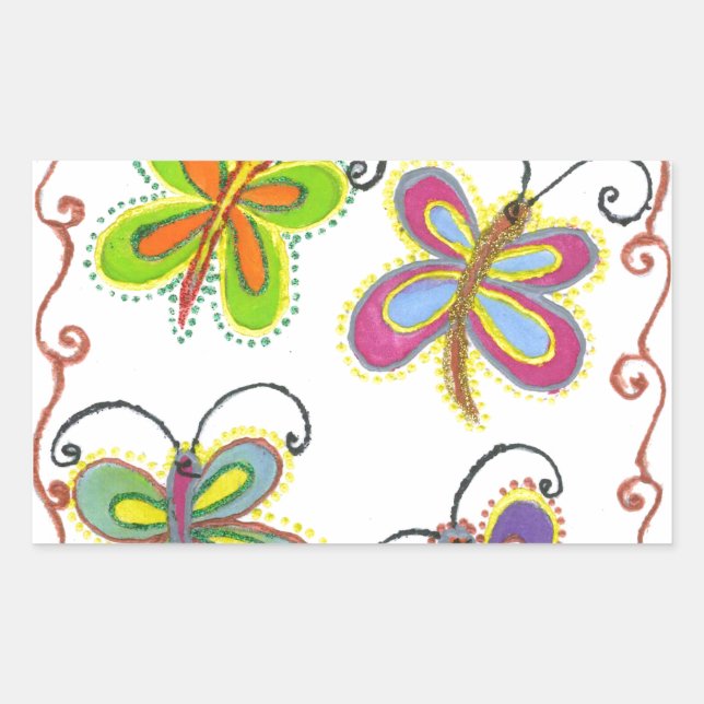 Whimsical Wings: Stunning Butterfly-Themed design Rectangular Sticker (Front)