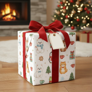 Whimsical Winter Critters Christmas Wrapping Paper