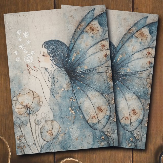 Whimsical Winter Fairy Blue Floral Decoupage Tissue Paper (Creator Uploaded)