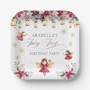 Whimsical Winter Fairy First Birthday Party Paper Plate