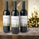 Whimsical Winter Foliage Personalise Wine Label<br><div class="desc">Whimsical winter greenery foliage with script and modern typography.</div>