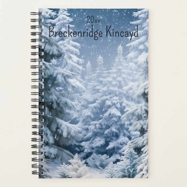 Whimsical Winter Forest Change Name, Year Planner (Front)