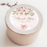 Whimsical Winter girl baby shower thank you Classic Round Sticker<br><div class="desc">Whimsical Winter girl baby shower thank you Classic Round Sticker
Matching items available.</div>