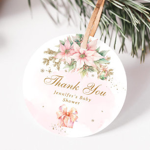 Whimsical Winter girl baby shower thank you Favour Tags