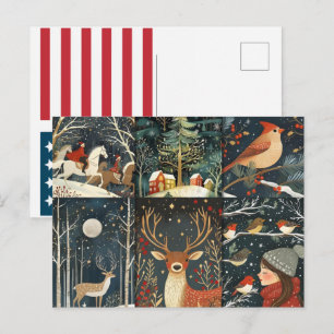 Whimsical Winter   Holiday Greeting Set   Christma Postcard
